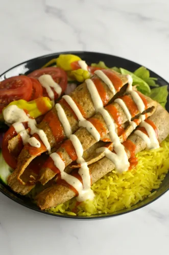 Chicken Doner Kebab Shop Bowl (Easy Mediterranean Rice Bowl)
