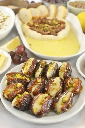 Brie-Stuffed Dates With Hot Honey and Pistachios