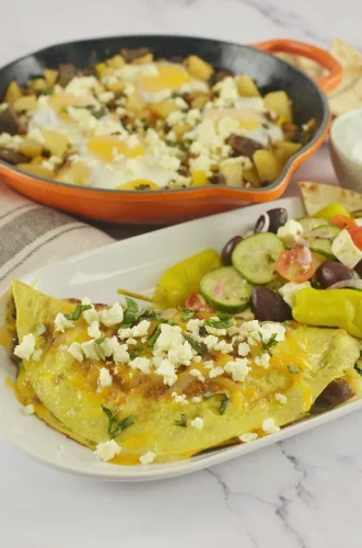 Greek Omelet with Gyro Meat and Feta
