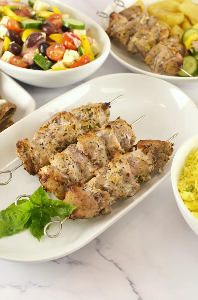 Greek Pork Souvlaki Kebab in Oven